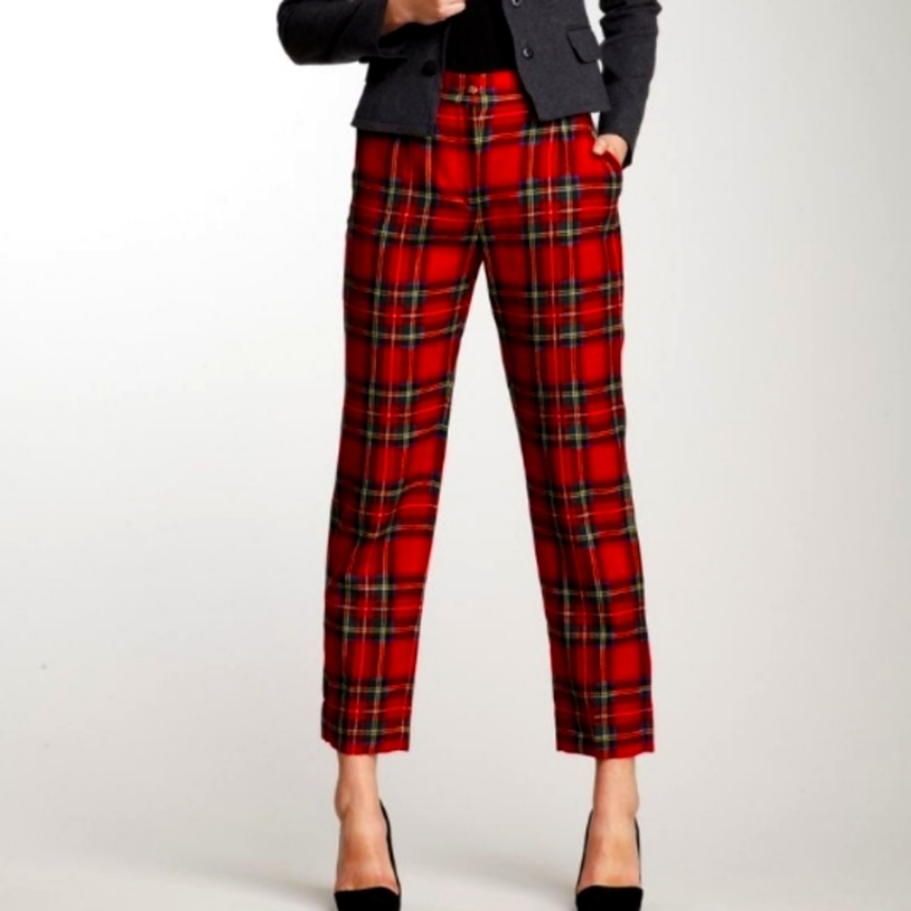 J. Jill Red Plaid Ankle Pants